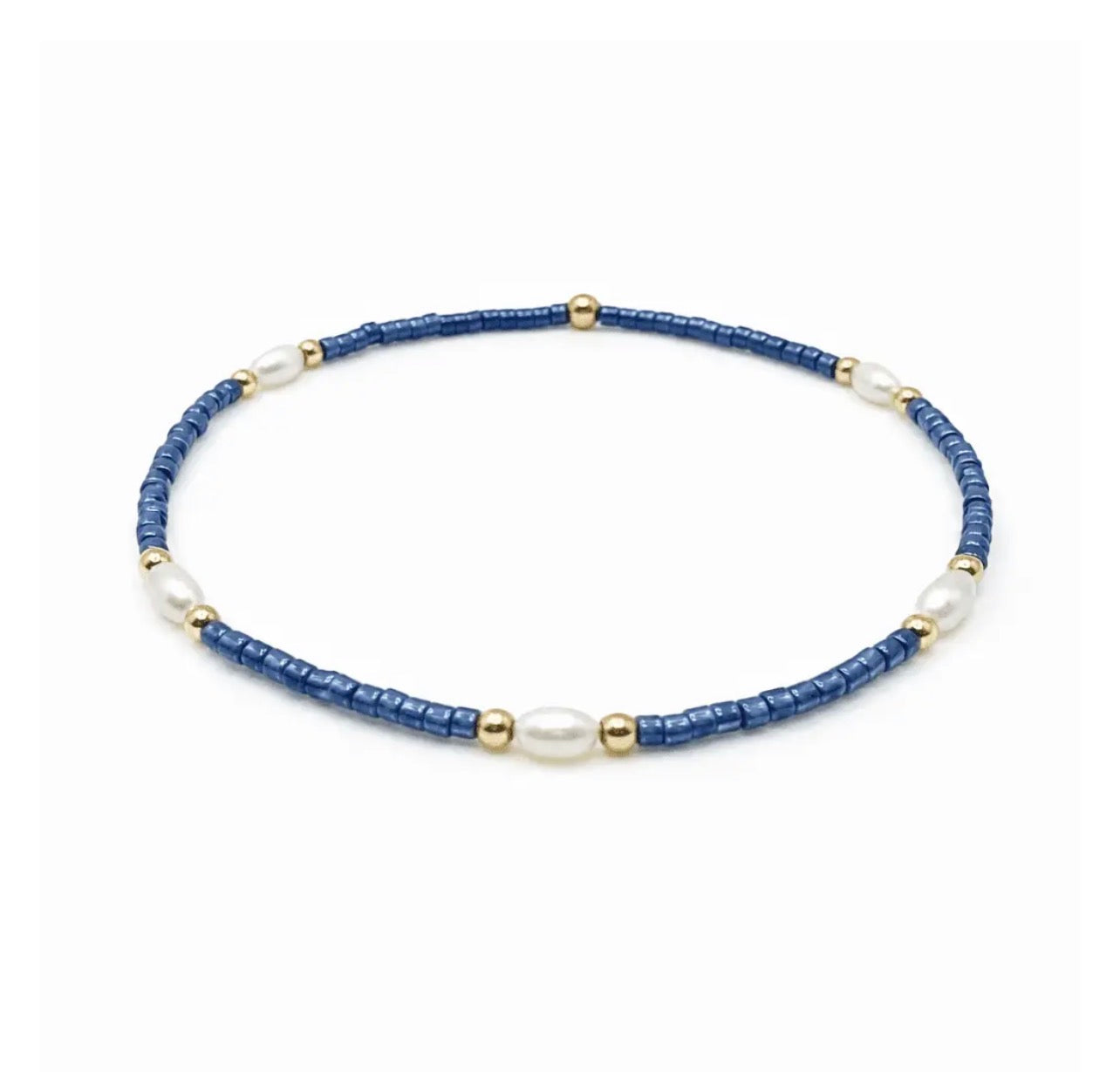 Game Day-Pearl Blue and Gold Waterproof Bracelet