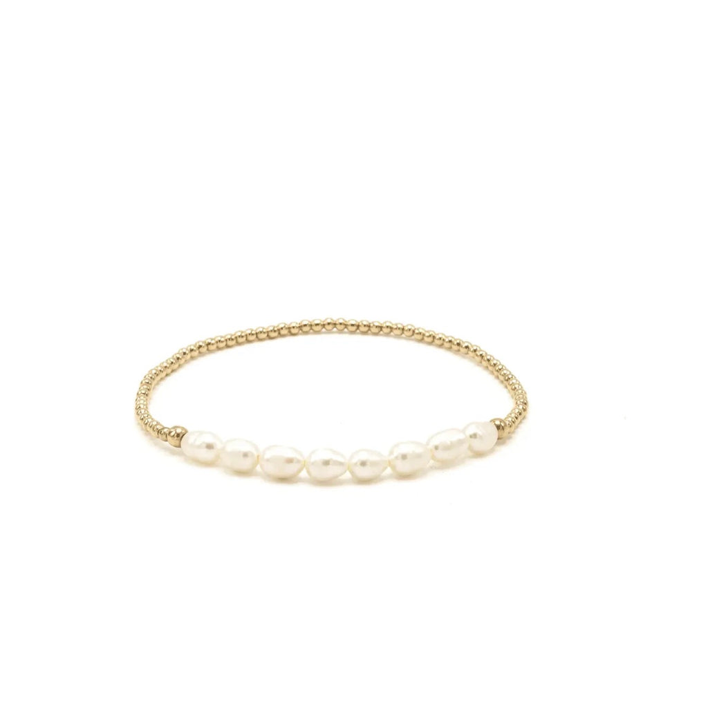 Petite Row Rice Pearl Bracelet with 14k Gold-Filled Beads