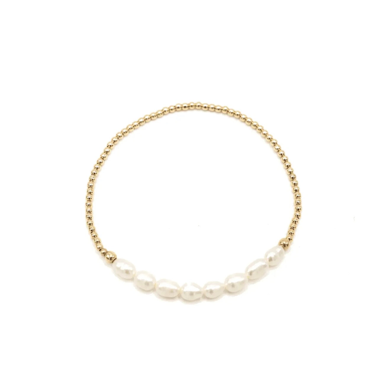 Petite Row Rice Pearl Bracelet with 14k Gold-Filled Beads