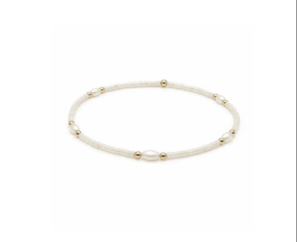 Game Day - Pearl, White & Gold-Filled Waterproof Bracelets