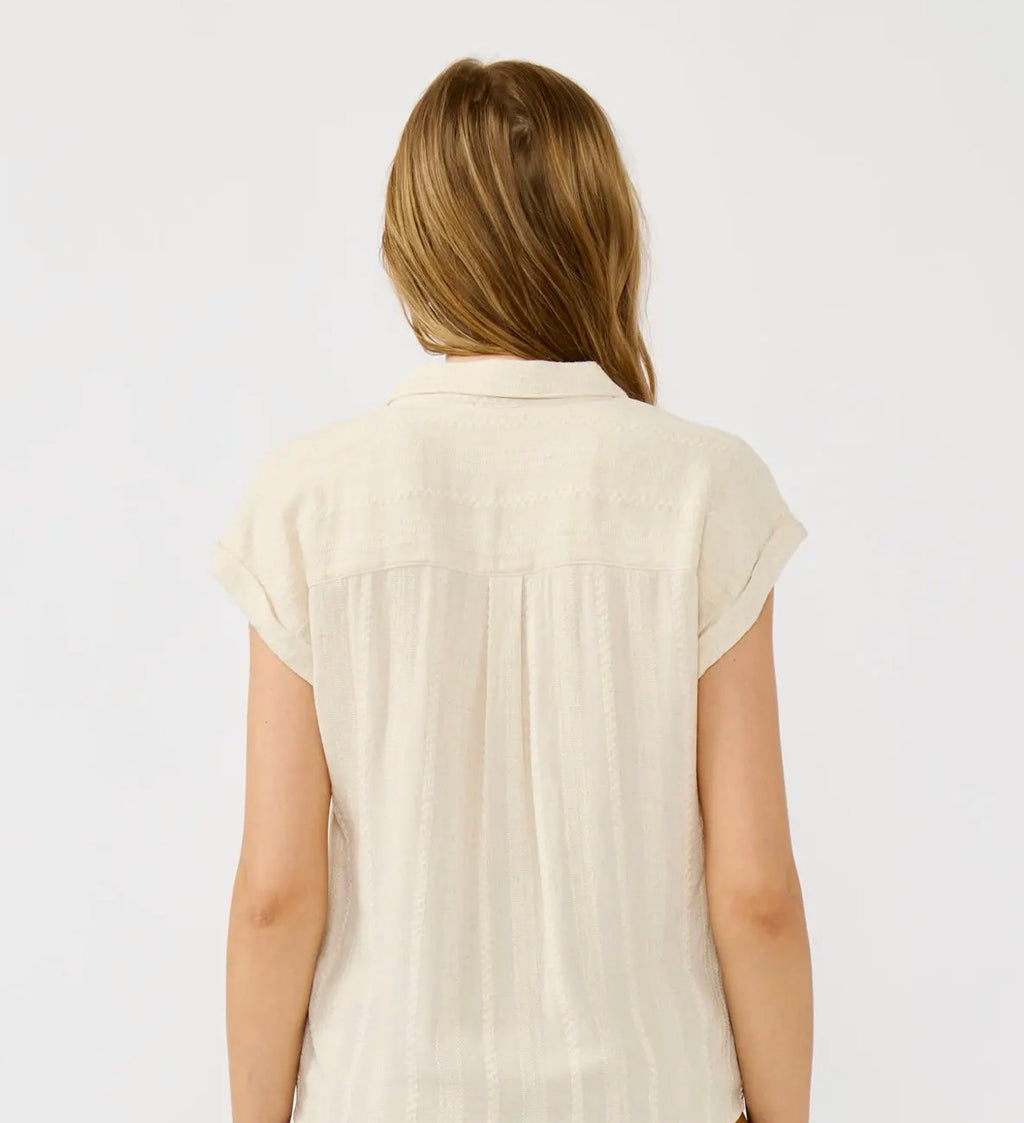 Elastic Waist Surplice Collared Blouse