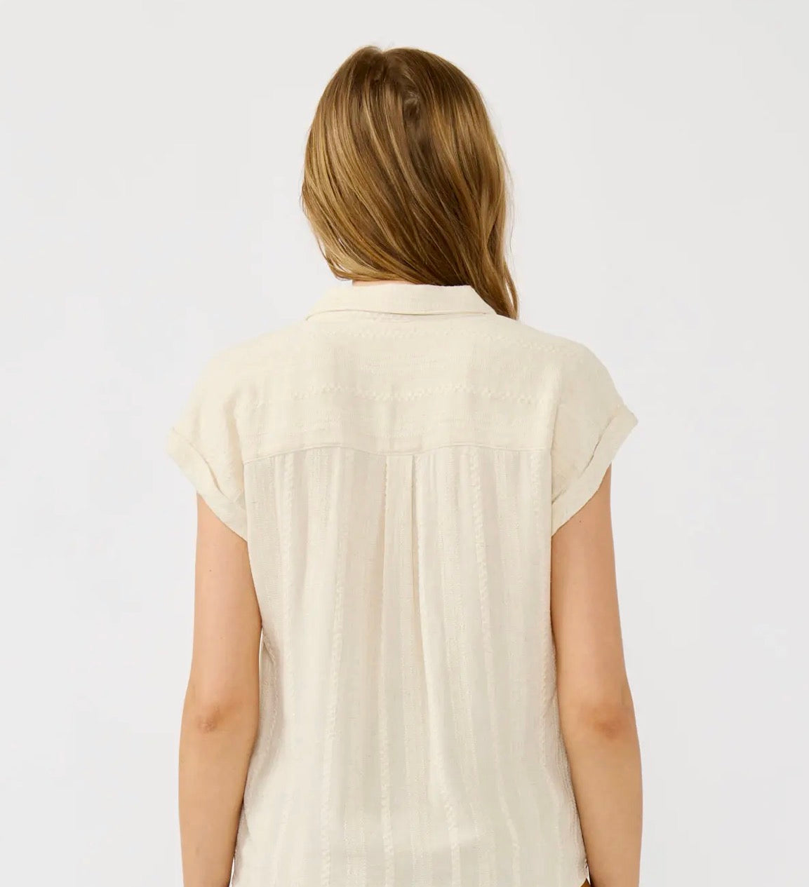 Elastic Waist Surplice Collared Blouse