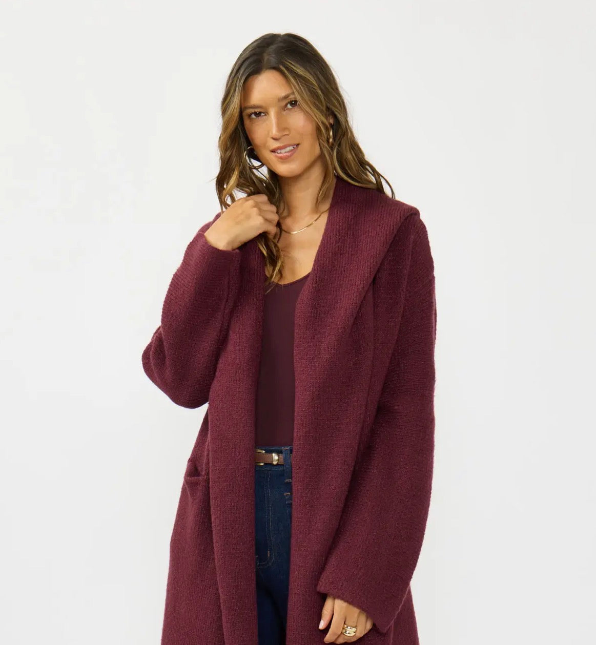 Cozy Oversized Two Pocket Hooded Cardigan