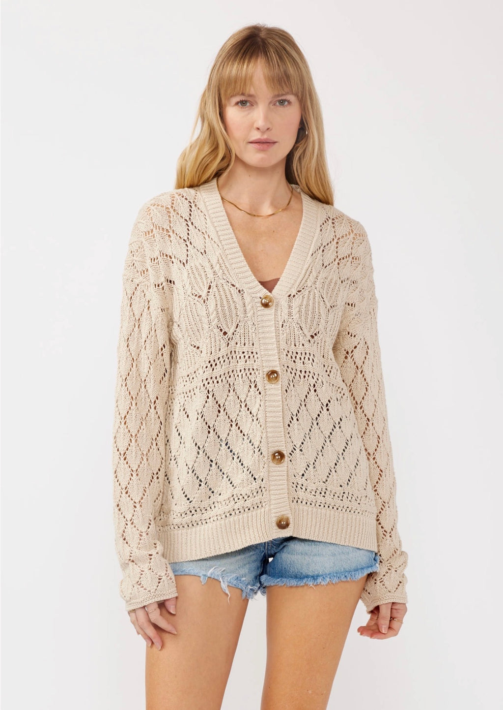 V-Neck Button-Front Ribbed Sweater Cardigan