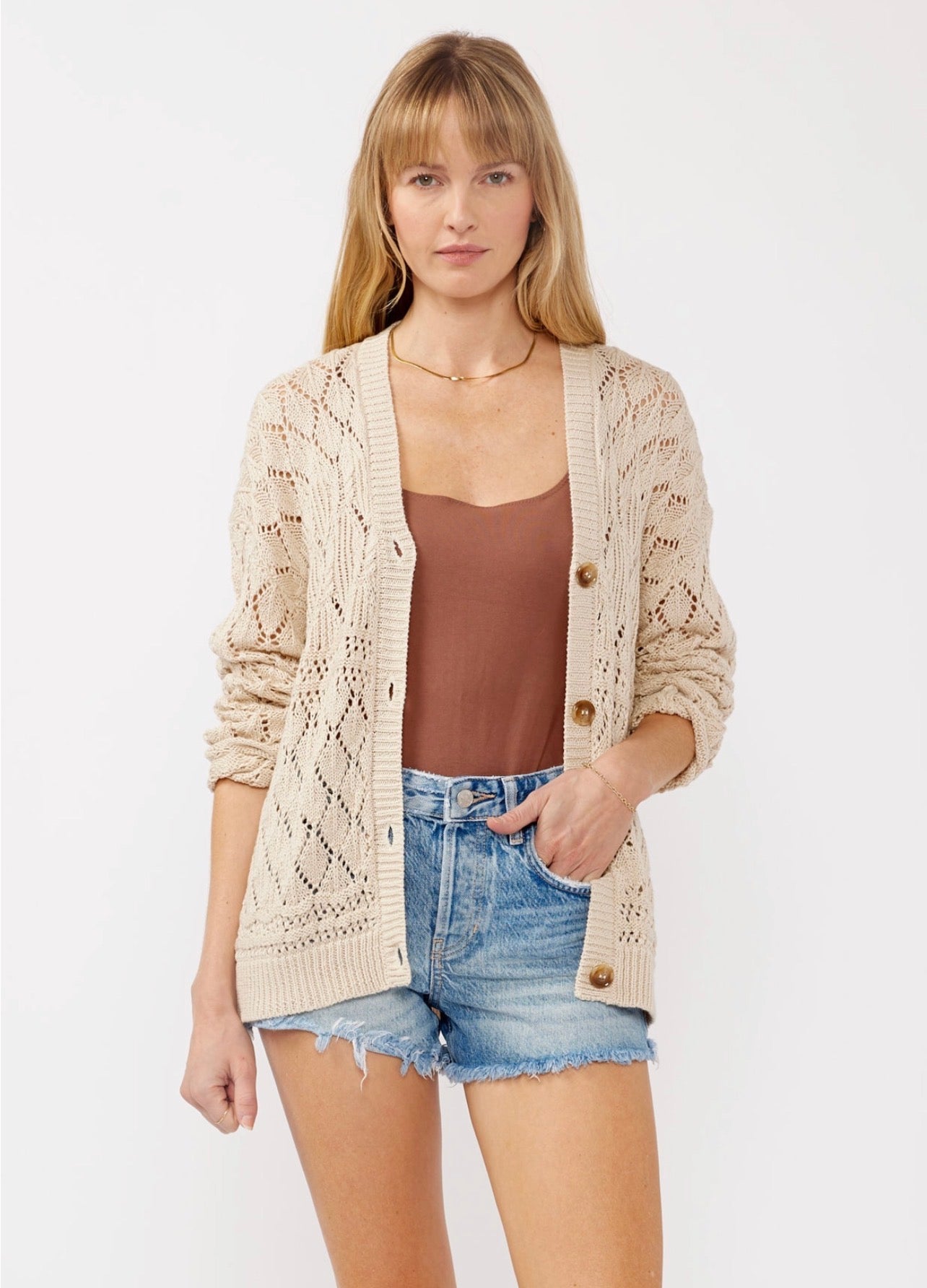 V-Neck Button-Front Ribbed Sweater Cardigan