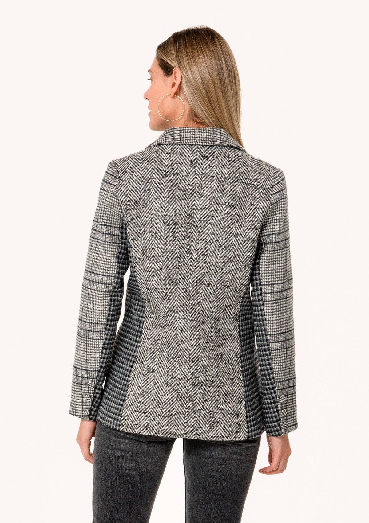 Plaid Patchwork Single-Breasted Blazer
