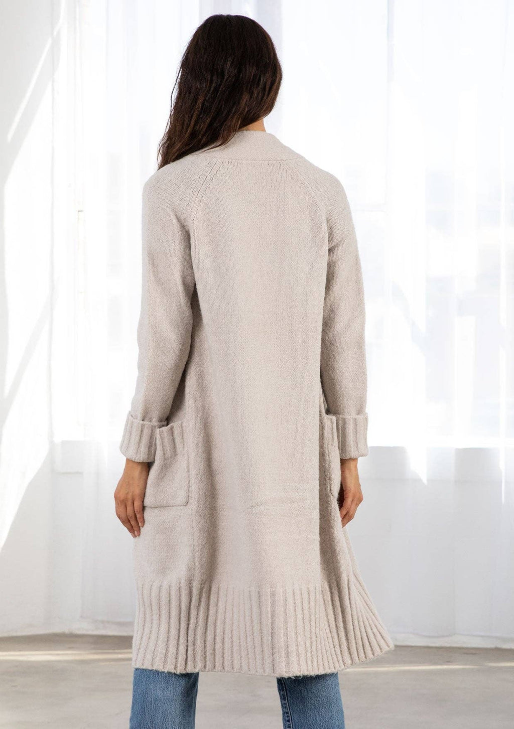 Mid Length Cardigan: Mushroom / M/L